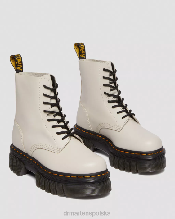obuwie brukowana szarość nappa lux F28B98 Botki na platformie ze skóry nappa Audrick kobiety Dr. Martens