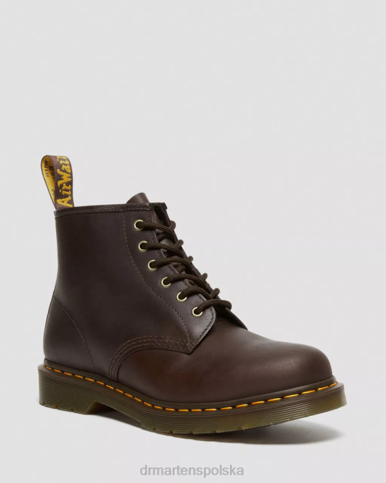 obuwie ciemnobrązowy szalony koń F28B65 Skórzane botki 101 Crazy Horse kobiety Dr. Martens