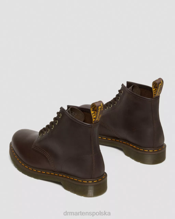 obuwie ciemnobrązowy szalony koń F28B65 Skórzane botki 101 Crazy Horse kobiety Dr. Martens