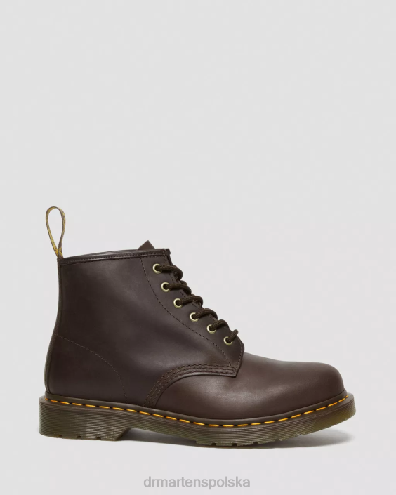 obuwie ciemnobrązowy szalony koń F28B65 Skórzane botki 101 Crazy Horse kobiety Dr. Martens