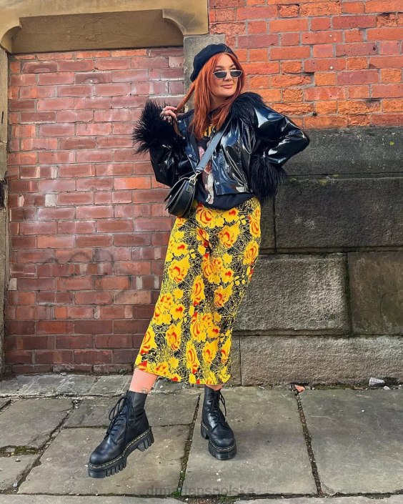 obuwie czarna nappa lux F28B19 Botki na platformie ze skóry nappa Audrick kobiety Dr. Martens