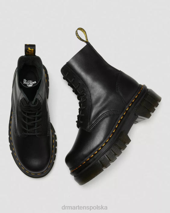obuwie czarna nappa lux F28B19 Botki na platformie ze skóry nappa Audrick kobiety Dr. Martens