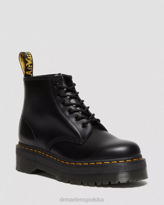 obuwie czarny gładki F28B140 Botki na platformie z gładkiej skóry 101 kobiety Dr. Martens