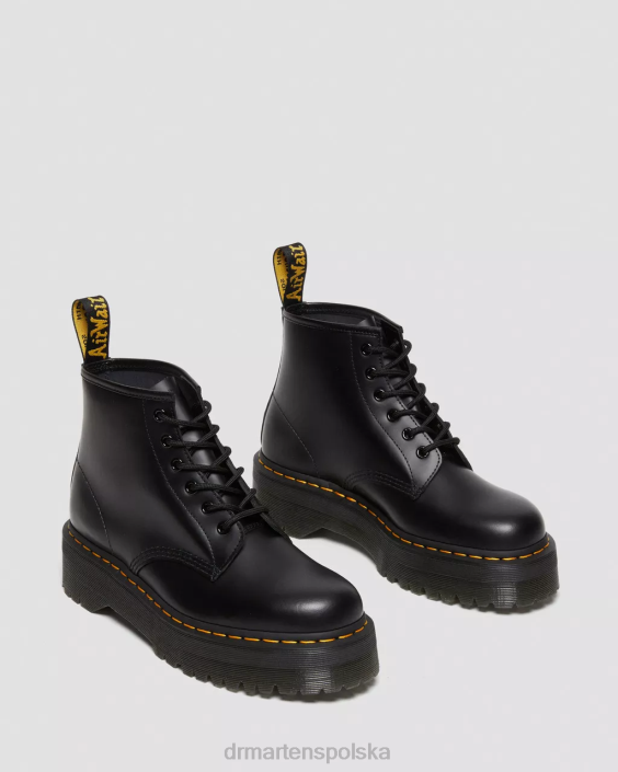 obuwie czarny gładki F28B140 Botki na platformie z gładkiej skóry 101 kobiety Dr. Martens