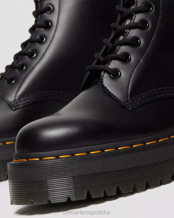 obuwie czarny gładki F28B140 Botki na platformie z gładkiej skóry 101 kobiety Dr. Martens