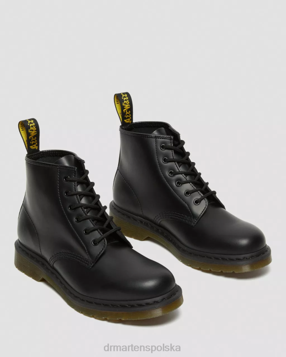 obuwie czarny gładki F28B152 101 gładkie skórzane botki za kostkę kobiety Dr. Martens