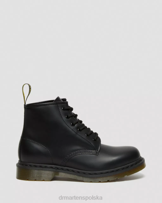 obuwie czarny gładki F28B152 101 gładkie skórzane botki za kostkę kobiety Dr. Martens