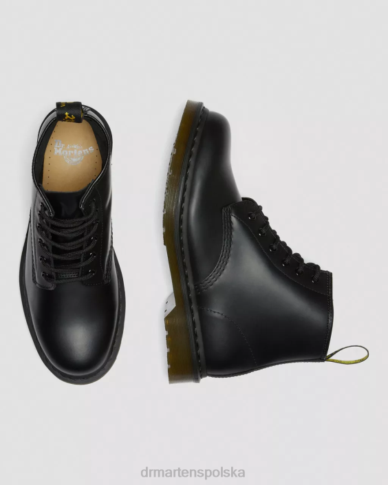 obuwie czarny gładki F28B152 101 gładkie skórzane botki za kostkę kobiety Dr. Martens