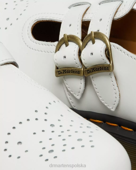obuwie biały gładki F28B339 Buty Mary Jane z gładkiej skóry 8065 kobiety Dr. Martens