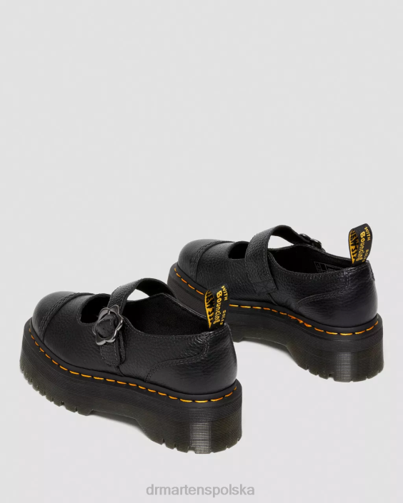 obuwie czarna mielona nappa F28B226 Skórzane buty na platformie firmy Addina z klamrą w kształcie kwiatka kobiety Dr. Martens