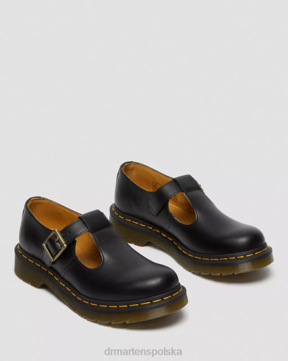 obuwie czarny gładki F28B335 Polley z gładkiej skóry Mary Janes kobiety Dr. Martens