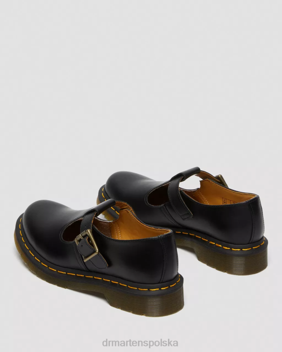 obuwie czarny gładki F28B335 Polley z gładkiej skóry Mary Janes kobiety Dr. Martens