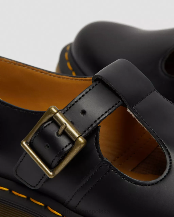 obuwie czarny gładki F28B335 Polley z gładkiej skóry Mary Janes kobiety Dr. Martens