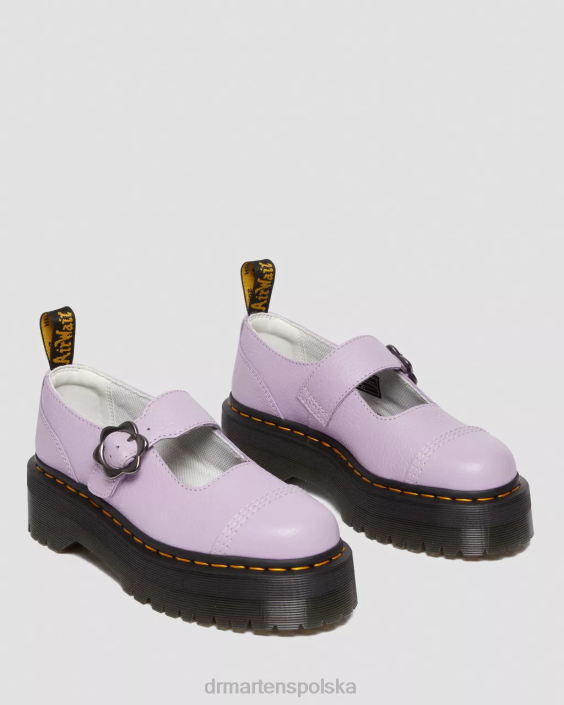 obuwie liliowa mielona nappa F28B241 Skórzane buty na platformie firmy Addina z klamrą w kształcie kwiatka kobiety Dr. Martens