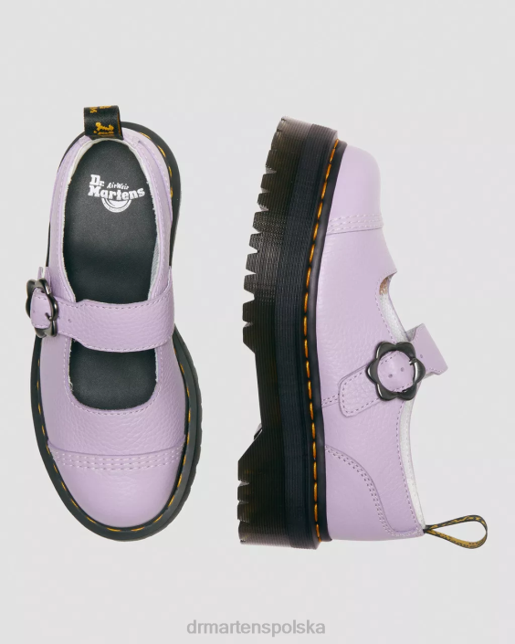 obuwie liliowa mielona nappa F28B241 Skórzane buty na platformie firmy Addina z klamrą w kształcie kwiatka kobiety Dr. Martens