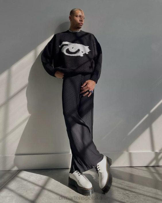 obuwie biały polerowany gładki F28B230 1461 Buty na platformie z gładkiej skóry kobiety Dr. Martens