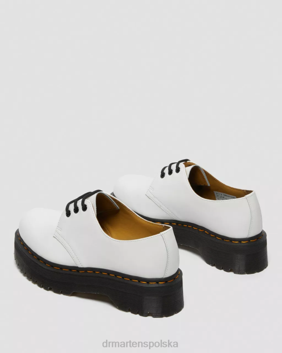 obuwie biały polerowany gładki F28B230 1461 Buty na platformie z gładkiej skóry kobiety Dr. Martens