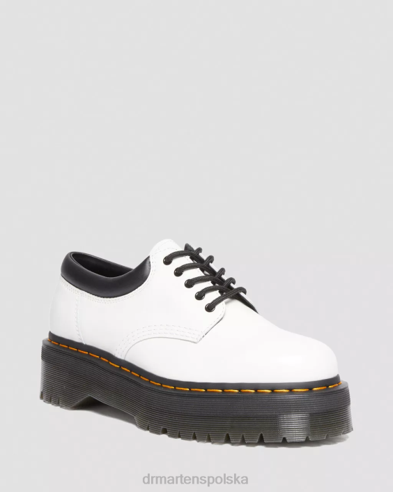 obuwie biały polerowany gładki F28B231 8053 skórzane buty na platformie kobiety Dr. Martens