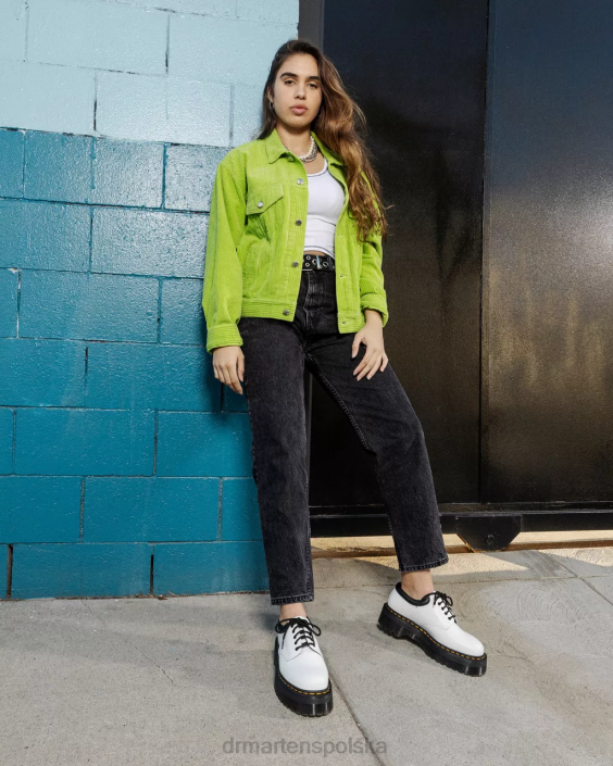 obuwie biały polerowany gładki F28B231 8053 skórzane buty na platformie kobiety Dr. Martens