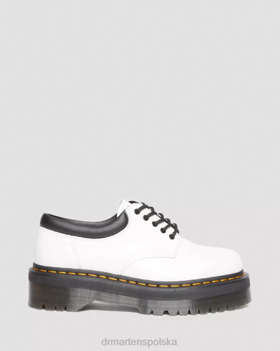 obuwie biały polerowany gładki F28B231 8053 skórzane buty na platformie kobiety Dr. Martens