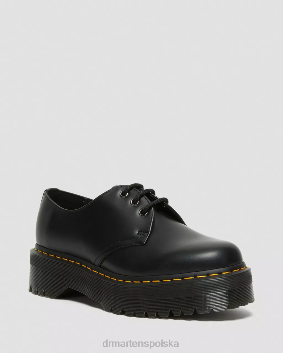 obuwie czarny polerowany gładki F28B215 1461 Buty na platformie z gładkiej skóry kobiety Dr. Martens