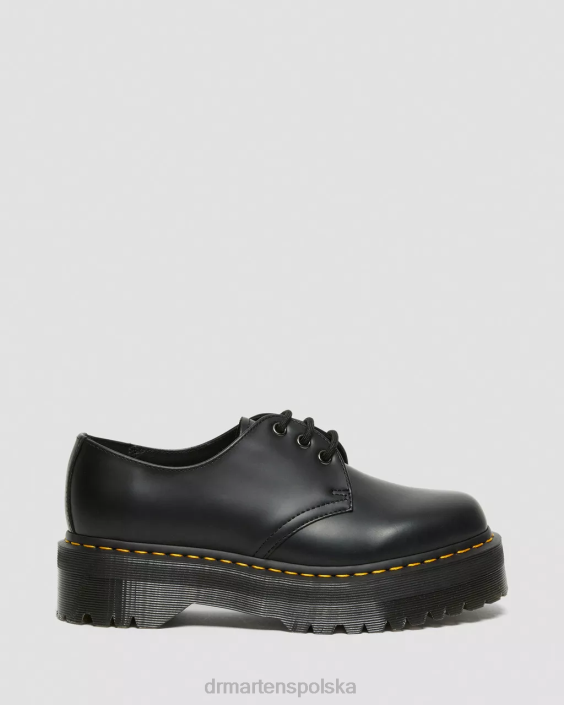 obuwie czarny polerowany gładki F28B215 1461 Buty na platformie z gładkiej skóry kobiety Dr. Martens