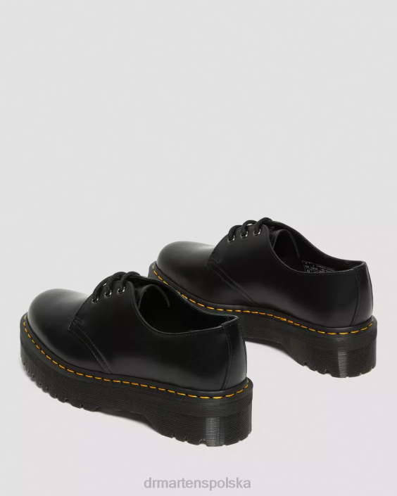 obuwie czarny polerowany gładki F28B215 1461 Buty na platformie z gładkiej skóry kobiety Dr. Martens