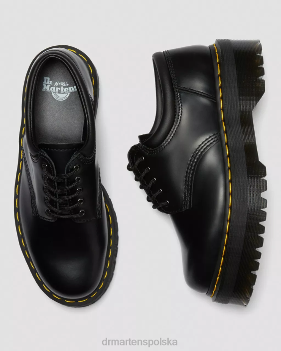 obuwie czarny polerowany gładki F28B216 8053 skórzane buty na platformie kobiety Dr. Martens