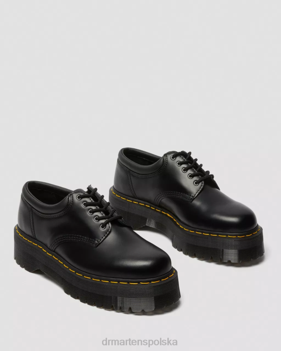 obuwie czarny polerowany gładki F28B216 8053 skórzane buty na platformie kobiety Dr. Martens