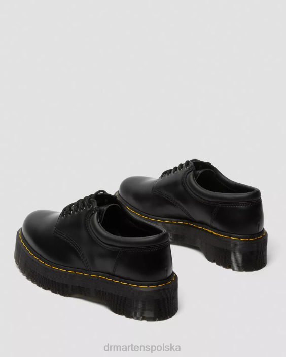 obuwie czarny polerowany gładki F28B216 8053 skórzane buty na platformie kobiety Dr. Martens