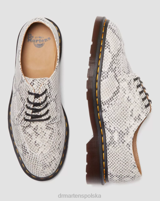 obuwie Zamsz w kolorze piaskowo-czarnym z nadrukiem pytona F28B315 Zamszowe buty oxford 2046 z motywem węża kobiety Dr. Martens