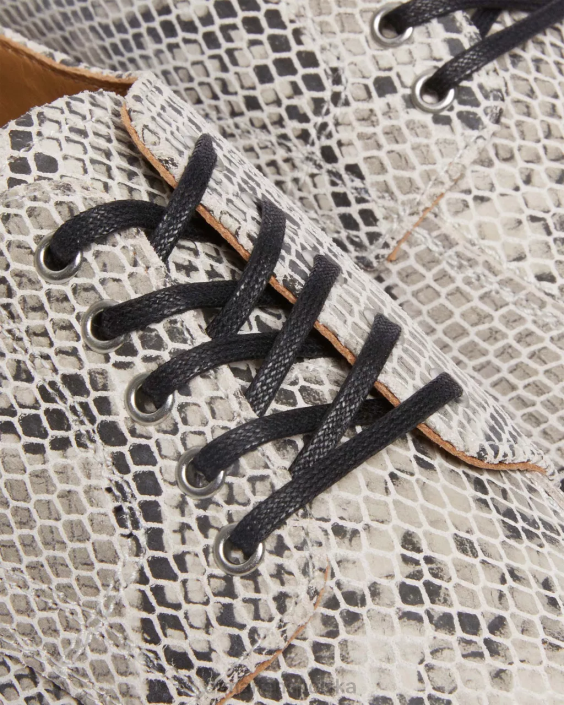 obuwie Zamsz w kolorze piaskowo-czarnym z nadrukiem pytona F28B315 Zamszowe buty oxford 2046 z motywem węża kobiety Dr. Martens