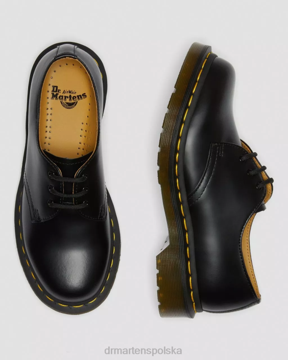 obuwie czarny gładki F28B281 Oksfordy 1461 z gładkiej skóry kobiety Dr. Martens
