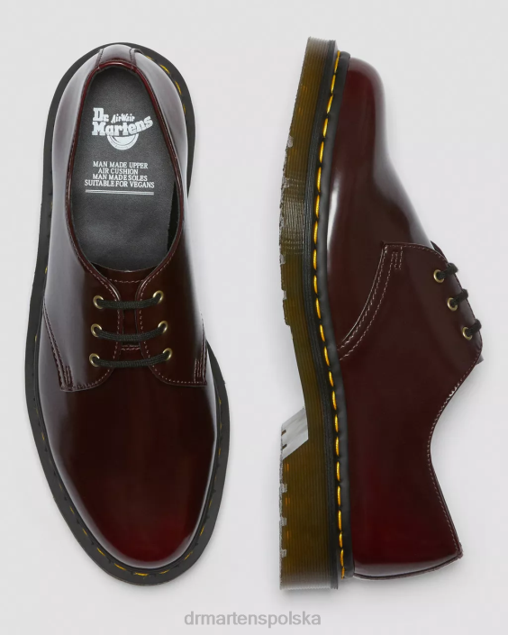 obuwie wiśniowy oxford ścierany F28B311 wegańskie buty oxford 1461 kobiety Dr. Martens
