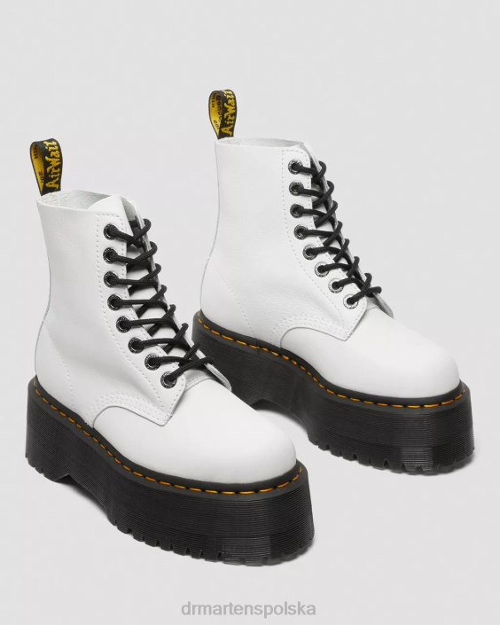 obuwie biała pisa F28B90 Skórzane buty na platformie 1460 Pascal Max kobiety Dr. Martens