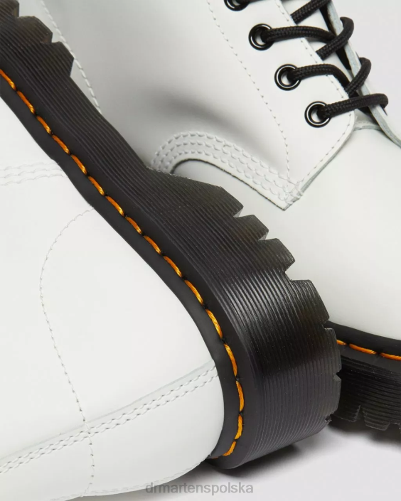 obuwie biały gładki F28B183 Botki na platformie z gładkiej skóry 1460 bex kobiety Dr. Martens