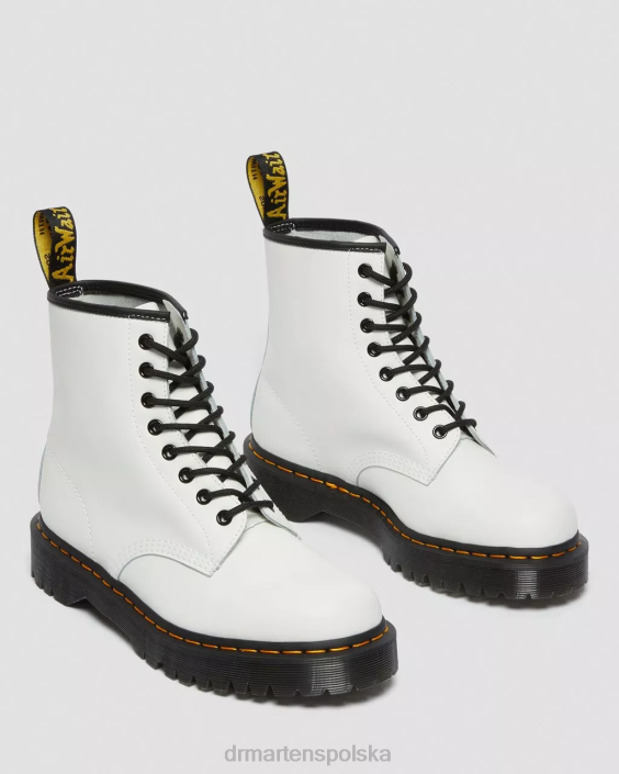 obuwie biały gładki F28B183 Botki na platformie z gładkiej skóry 1460 bex kobiety Dr. Martens