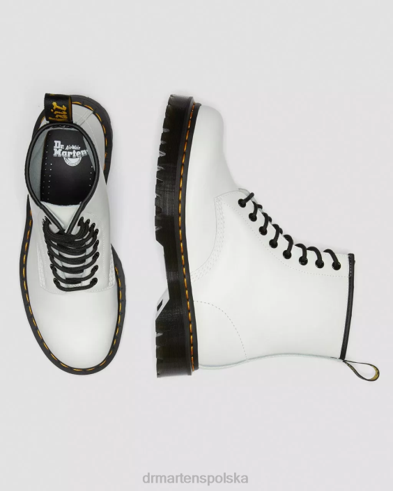 obuwie biały gładki F28B183 Botki na platformie z gładkiej skóry 1460 bex kobiety Dr. Martens