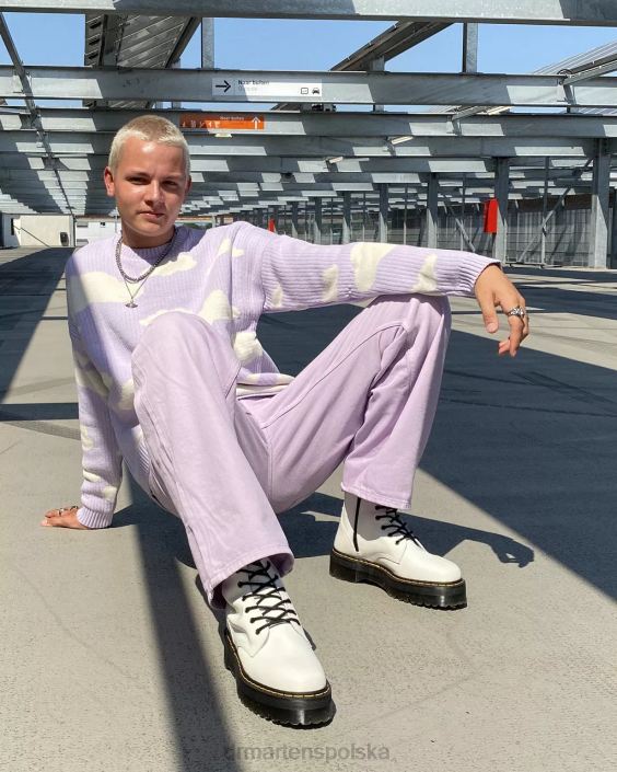 obuwie biały polerowany gładki F28B20 Platformy z gładkiej skóry jadon boot kobiety Dr. Martens