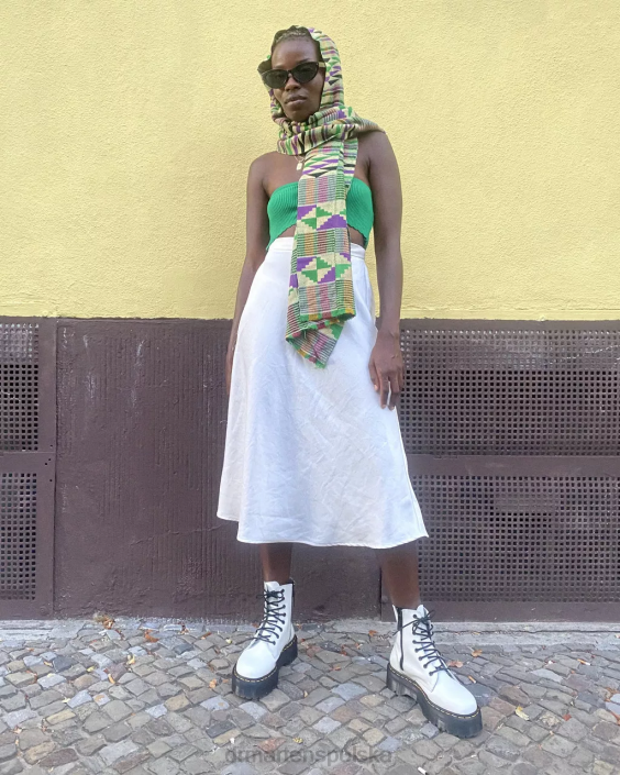 obuwie biały polerowany gładki F28B20 Platformy z gładkiej skóry jadon boot kobiety Dr. Martens