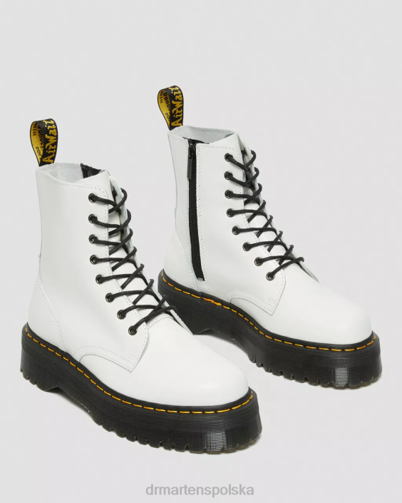 obuwie biały polerowany gładki F28B20 Platformy z gładkiej skóry jadon boot kobiety Dr. Martens