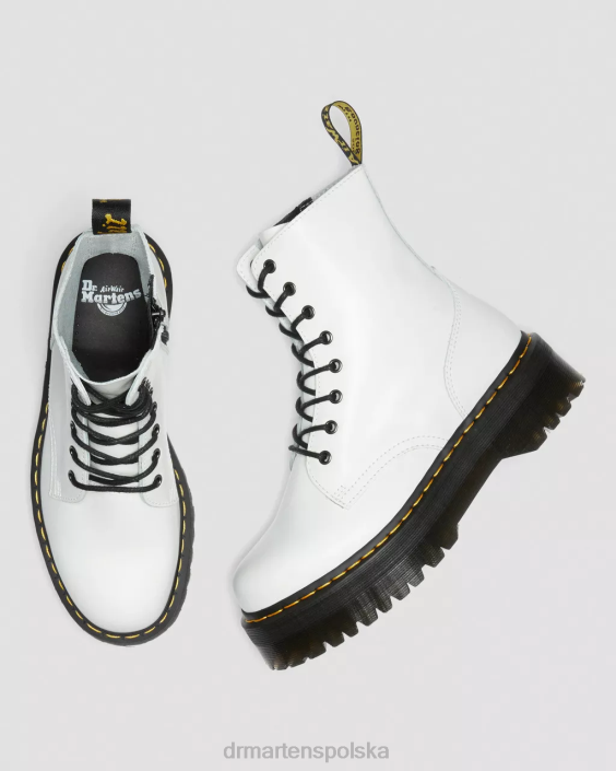 obuwie biały polerowany gładki F28B20 Platformy z gładkiej skóry jadon boot kobiety Dr. Martens