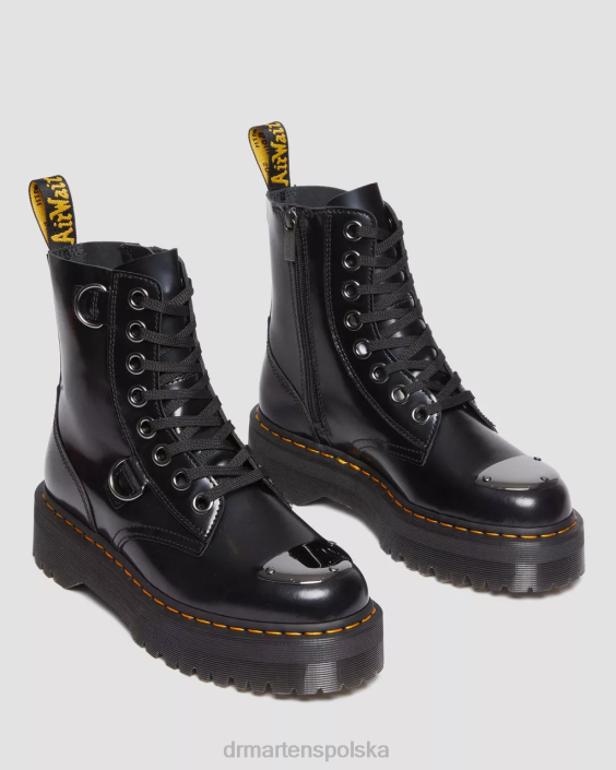 obuwie czarne masło F28B180 Skórzane platformy z osłoną palców firmy Jadon kobiety Dr. Martens