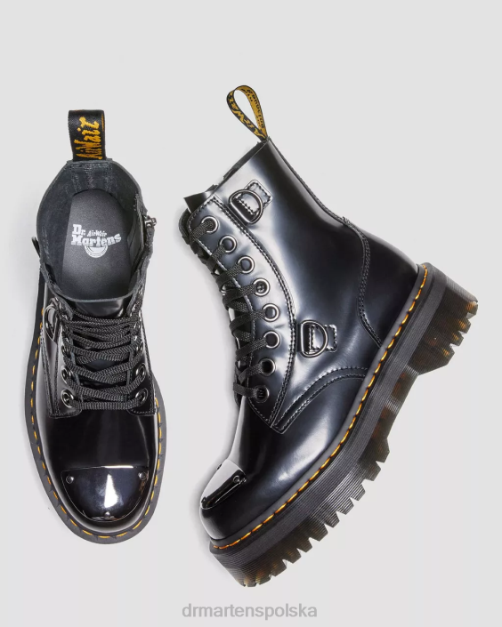 obuwie czarne masło F28B180 Skórzane platformy z osłoną palców firmy Jadon kobiety Dr. Martens