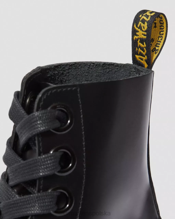 obuwie czarne masło F28B31 Botki na platformie ze skóry Molly kobiety Dr. Martens