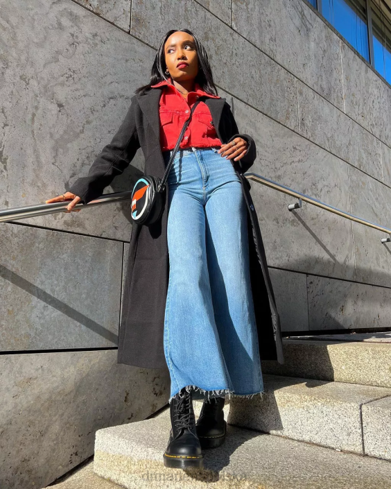 obuwie czarny gładki F28B76 Botki na platformie z gładkiej skóry 1460 bex kobiety Dr. Martens