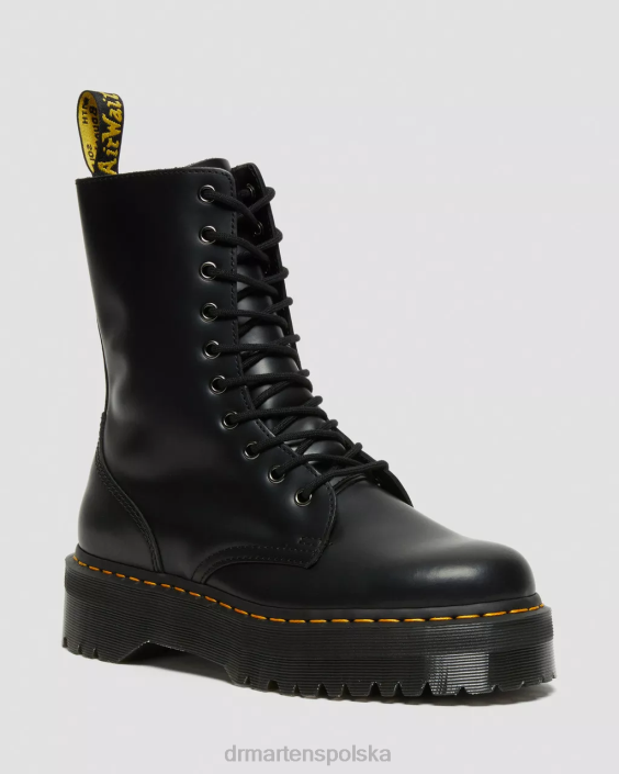 obuwie czarny polerowany gładki F28B209 jadon hi boot na platformie z gładkiej skóry kobiety Dr. Martens