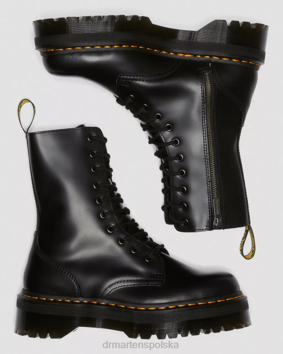 obuwie czarny polerowany gładki F28B209 jadon hi boot na platformie z gładkiej skóry kobiety Dr. Martens
