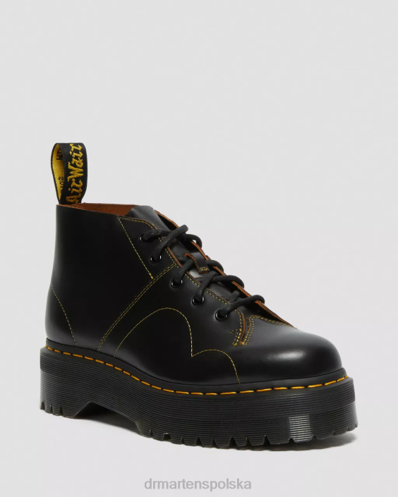 obuwie czarny vintage gładki F28B48 Buty małpy na platformie kościelnej kobiety Dr. Martens