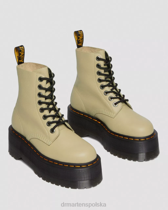 obuwie jasna oliwkowa pisa F28B120 Skórzane buty na platformie 1460 Pascal Max kobiety Dr. Martens